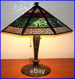 Bradley & Hubbard Slag Glass Arts & Crafts Lamp Vintage