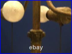 Bradley & Hubbard Slag Glass Lamp Arts & Crafts Signed