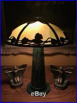 Bradley Hubbard arts crafts mission slag glass lamp Handel pairpoint era