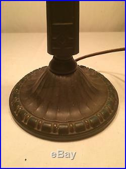Bradley hubbard arts crafts leaded slag glass antique handel era lamp nr