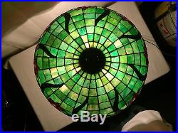 Bradley hubbard arts crafts mission antique leaded slag glass handel era lamp nr