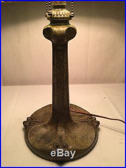 Bradley hubbard arts crafts mission antique vintage slag glass handel era lamp