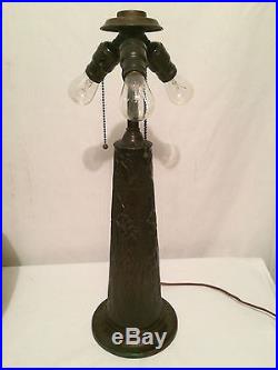 Bradley hubbard arts crafts mission leaded slag glass antique handel era lamp nr