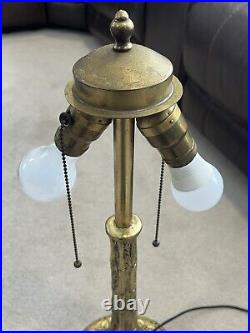 Bradley&hubbard /miller 6 Panel Caramel&aquamarine Slag Glass Lamp Pat 1909