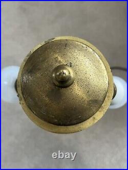 Bradley&hubbard /miller 6 Panel Caramel&aquamarine Slag Glass Lamp Pat 1909