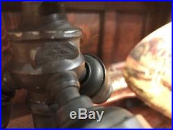 Bradley hubbard mission arts crafts antique slag glass leaded lamp handel era nr