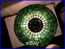 Bradley hubbard slag glass leaded arts crafts mission antique handel era lamp nr