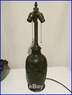 Bradley hubbard slag glass leaded arts crafts mission antique handel era lamp nr