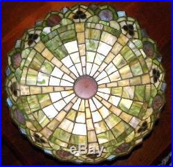 C1915 ARTS & CRAFTS FLORAL WILKINSON STYLIZED LEADED GLASS LAMP & SHADE