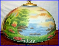 CC Co Carl Conrad Art Nouveau Style Lamp with Reverse Painted Glass Shade Cottage