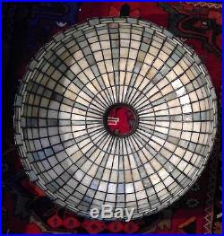 C 1910 Lamb Bros. Leaded Geometric lamp-Handel Tiffany Arts Crafts slag glass