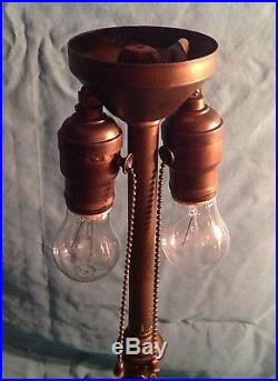C 1915 Lamb bro. Leaded glass lamp Handel Tiffany slag glass arts crafts era