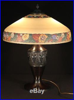 C. 1925 Signed Miller Arts & Crafts Reverse Painted Glass Table Lamp 10 #1252