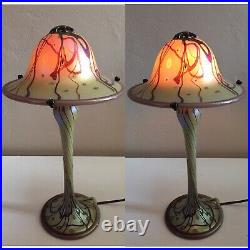 Carl Radke 16.5 Mushroom Glass Lamp Atomic Hand Blown Iridescent Swirl Art