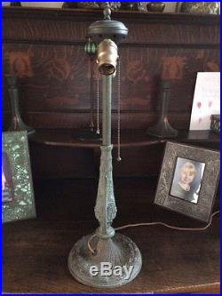Charles parker arts crafts nouveau slag glass lamp bradley hubbard handel era nr