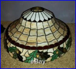 Chicago Mosaic Arts & Crafts Leaded Slag Stained Glass Acorn Lamp Handel Era