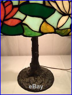 Chicago mosaic slag glass leaded arts crafts Bradley hubbard handel era lamp nr