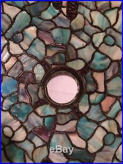 Chicago mosaic slag glass leaded arts crafts Bradley hubbard handel era lamp nr