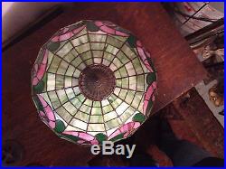 Chicago mosiac arts crafts mission antique leaded slag glass handel era lamp nr