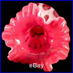 Coin Dot Cranberry Opalescent Glass Vase Fenton 1952 1451 Lamp Base 10.5 Inches