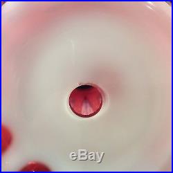 Coin Dot Cranberry Opalescent Glass Vase Fenton 1952 1451 Lamp Base 10.5 Inches