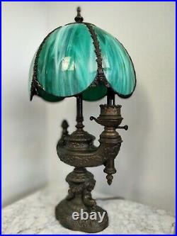 Contemporary Antique Style Tiffany Type Stained Glass Lamp or Light
