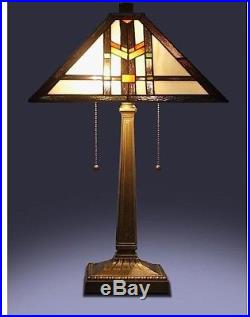 Craftsman Tiffany Style Table Lamp Mission Stained Glass Desk Arts and Crafts