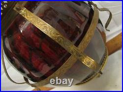 Cranberry Art Glass Shade Pendant Chandelier Ceiling Hall Light Lamp Electrified