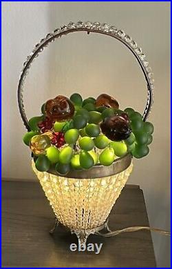 Czech Art Glass Fruit Basket Lamp