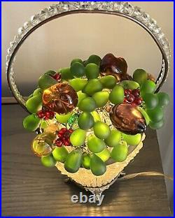 Czech Art Glass Fruit Basket Lamp
