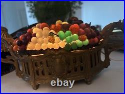 Czech Beaded Glass Fruit Basket Lamp Bronze Jardiniere