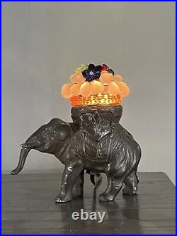 Czech Fruit Art Glass Elephant Night Light Lamp
