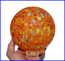 Czech Spatter Art Deco Glass Ball Globe Sphere Lamp Shade Czechoslovakia Vintage