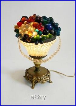 Czech lamp in basket form fruit glass art shade