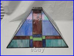 DALE TIFFANY art deco / FRANK LLOYD WRIGHT Stained Slag Glass Lamp Shade 13 inch