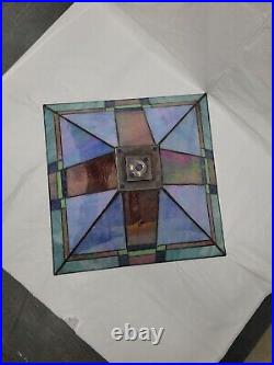 DALE TIFFANY art deco / FRANK LLOYD WRIGHT Stained Slag Glass Lamp Shade 13 inch
