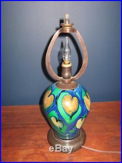 DANIEL LOTTON Anthurium Floral Studio Art Glass Lamp Signed 1994