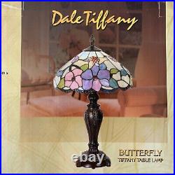 Dale Tiffany Butterfly Tiffany Table Lamp Art Glass 23.75 Tall