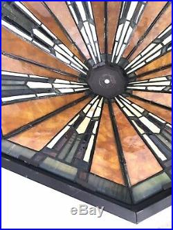 Dale Tiffany Lamp Shade Arts and Crafts Style Mission Mica Stained Glass