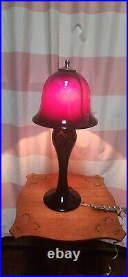 David Correa Dark Maroon Cameo Glass Lamp