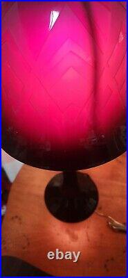 David Correa Dark Maroon Cameo Glass Lamp