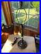 Deco Cast Iron Table Lamp Base, Uranium Glass Spacer, New Cloth WIring, Free Sh