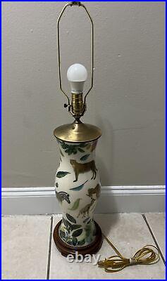 Decoupage Lamp Designed Art By Anc African Animals Green Glass 22 Lamp