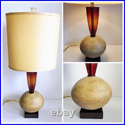 Designer HIVO VAN TEAL Mid-Century Modern Lucite Acrylic Table Lamp with Shade