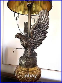 EAGLE Federal Vintage Art Deco Victorian Arts Crafts Lamp Cast Metal And Glass