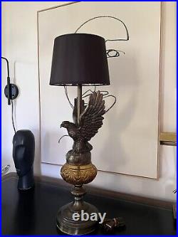 EAGLE Federal Vintage Art Deco Victorian Arts Crafts Lamp Cast Metal And Glass