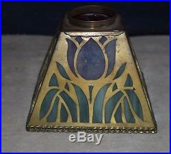 Early Ornate Panel Slag Glass Lamp Shade Arts & Crafts Rare Size