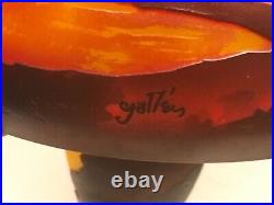 EMIILE GALLE, NEWithREPRO CAMEO GLASS LAMP, LOVELY SUNSET/FOREST/WATER SCENE