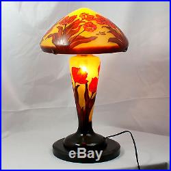 EMILE GALLE TABLE LAMP ART NOUVEAU STYLE FLOWERS L949 H 22.05in/D 13.78in