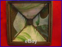 Early 20th Century Arts & Crafts Wooden Lamp Slag Glass Shade No Reserve